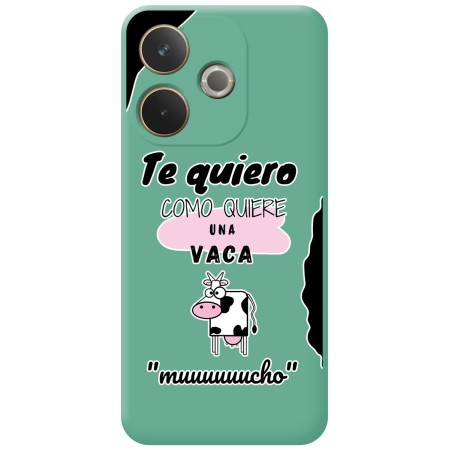 Funda Silicona Líquida Verde para Oppo A5 Pro 5G diseño Vaca Dibujos