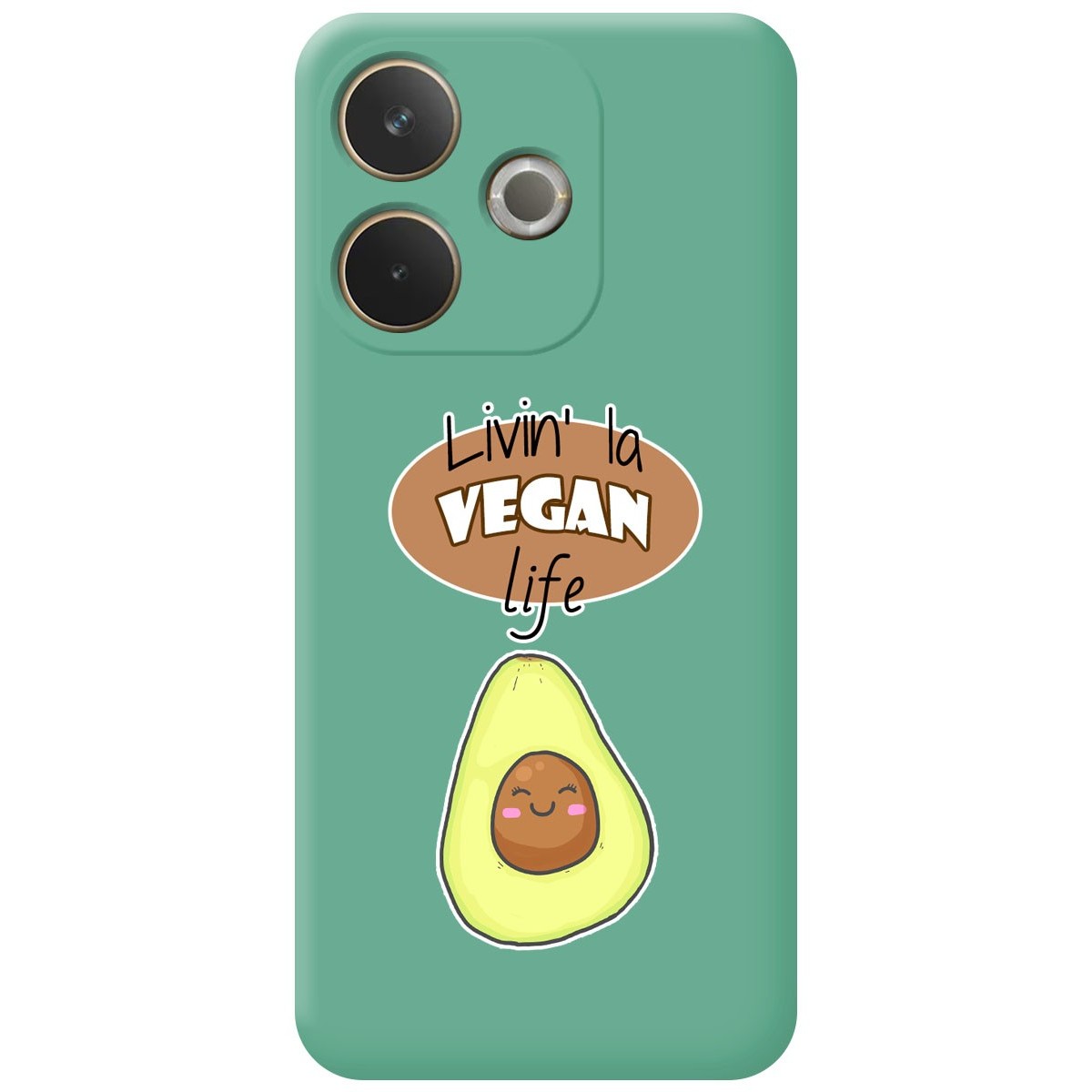Funda Silicona Líquida Verde para Oppo A5 Pro 5G diseño Vegan Life Dibujos
