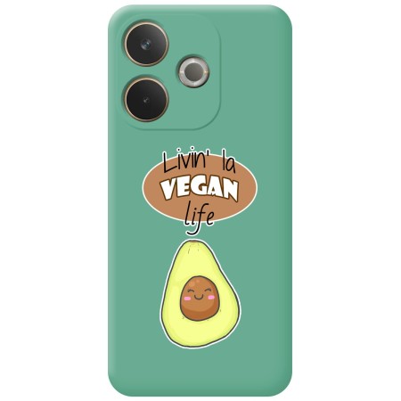 Funda Silicona Líquida Verde para Oppo A5 Pro 5G diseño Vegan Life Dibujos