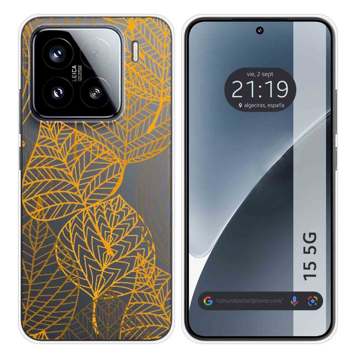 Funda Silicona Transparente para Xiaomi 15 5G diseño Hojas Dibujos