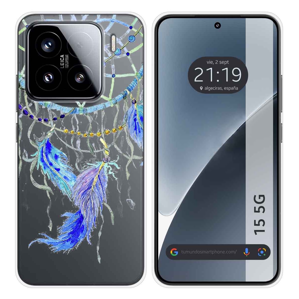 Funda Silicona Transparente para Xiaomi 15 5G diseño Plumas Dibujos