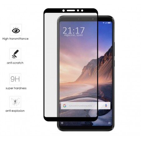 Protector Cristal Templado Frontal Completo Negro para Xiaomi Mi Max 3 Vidrio
