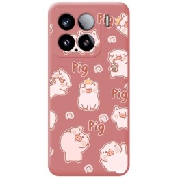 Funda Silicona Líquida Rosa para Xiaomi 15 5G diseño Cerdos Dibujos