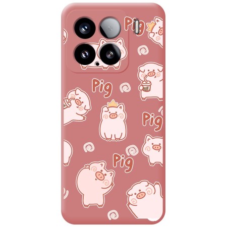 Funda Silicona Líquida Rosa para Xiaomi 15 5G diseño Cerdos Dibujos
