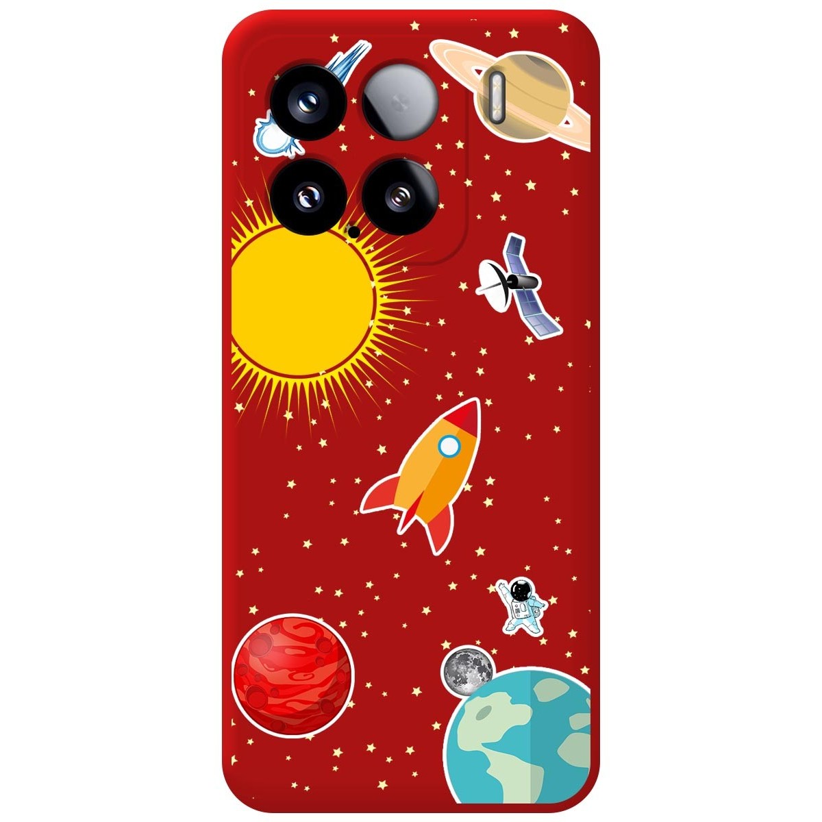Funda Silicona Líquida Roja para Xiaomi 15 5G diseño Espacio Dibujos
