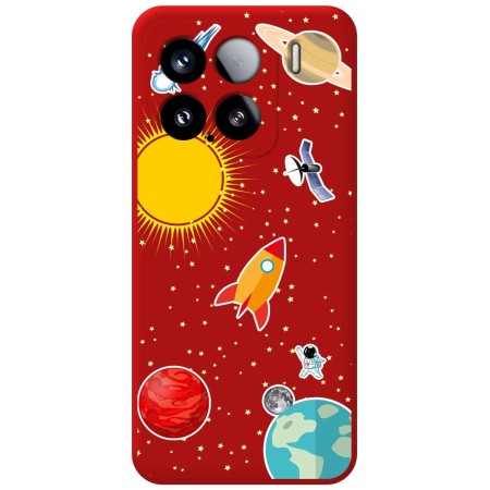 Funda Silicona Líquida Roja para Xiaomi 15 5G diseño Espacio Dibujos