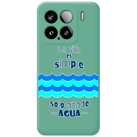 Funda Silicona Líquida Verde para Xiaomi 15 5G diseño Agua Dibujos