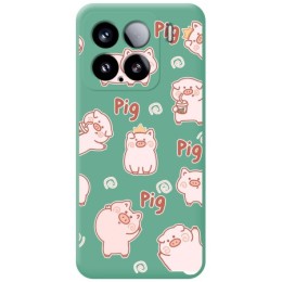 Funda Silicona Líquida Verde para Xiaomi 15 5G diseño Cerdos Dibujos