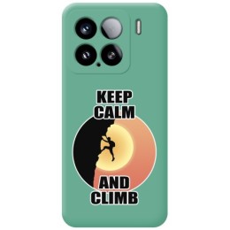 Funda Silicona Líquida Verde para Xiaomi 15 5G diseño Hombre Escalada Dibujos