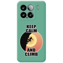 Funda Silicona Líquida Verde para Xiaomi 15 5G diseño Mujer Escalada Dibujos