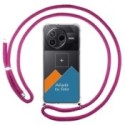 Personaliza tu Funda Colgante Transparente para Xiaomi Poco F7 Pro 5G con Cordon Rosa Fucsia Dibujo Personalizada