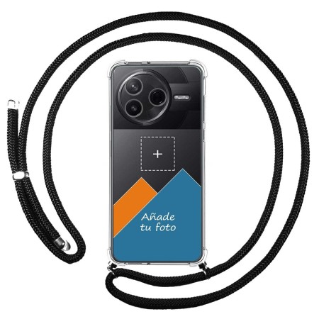 Personaliza tu Funda Colgante Transparente para Xiaomi Poco F7 Pro 5G con Cordon Negro Dibujo Personalizada