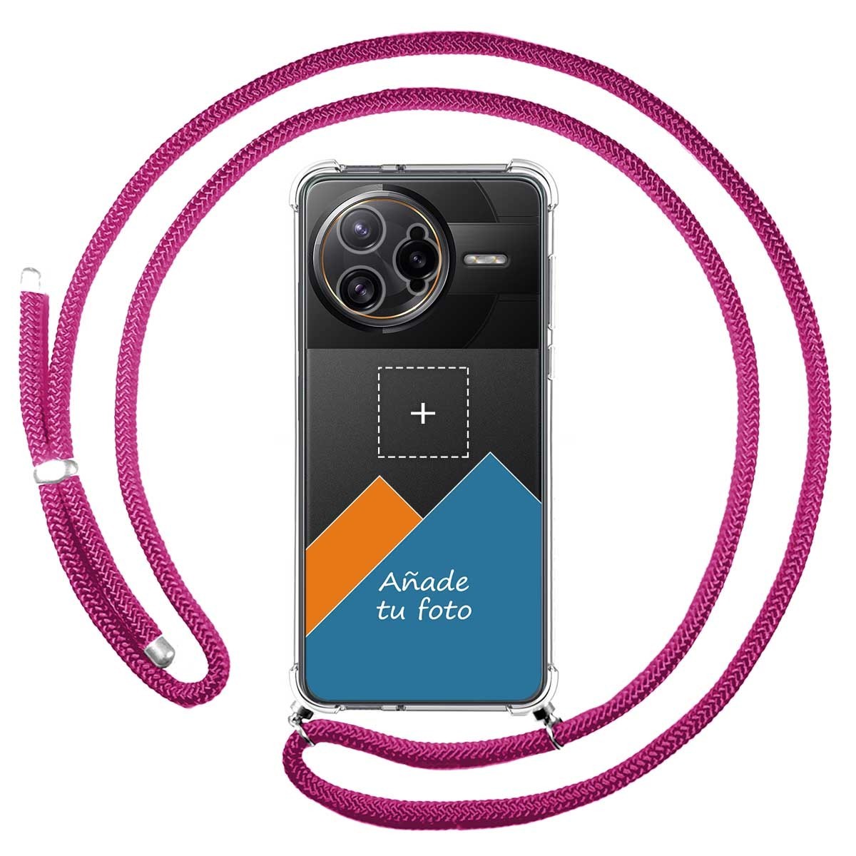 Personaliza tu Funda Colgante Transparente para Xiaomi Poco F7 Ultra 5G con Cordon Rosa Fucsia Dibujo Personalizada