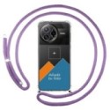 Personaliza tu Funda Colgante Transparente para Xiaomi Poco F7 Ultra 5G con Cordon Morado Dibujo Personalizada