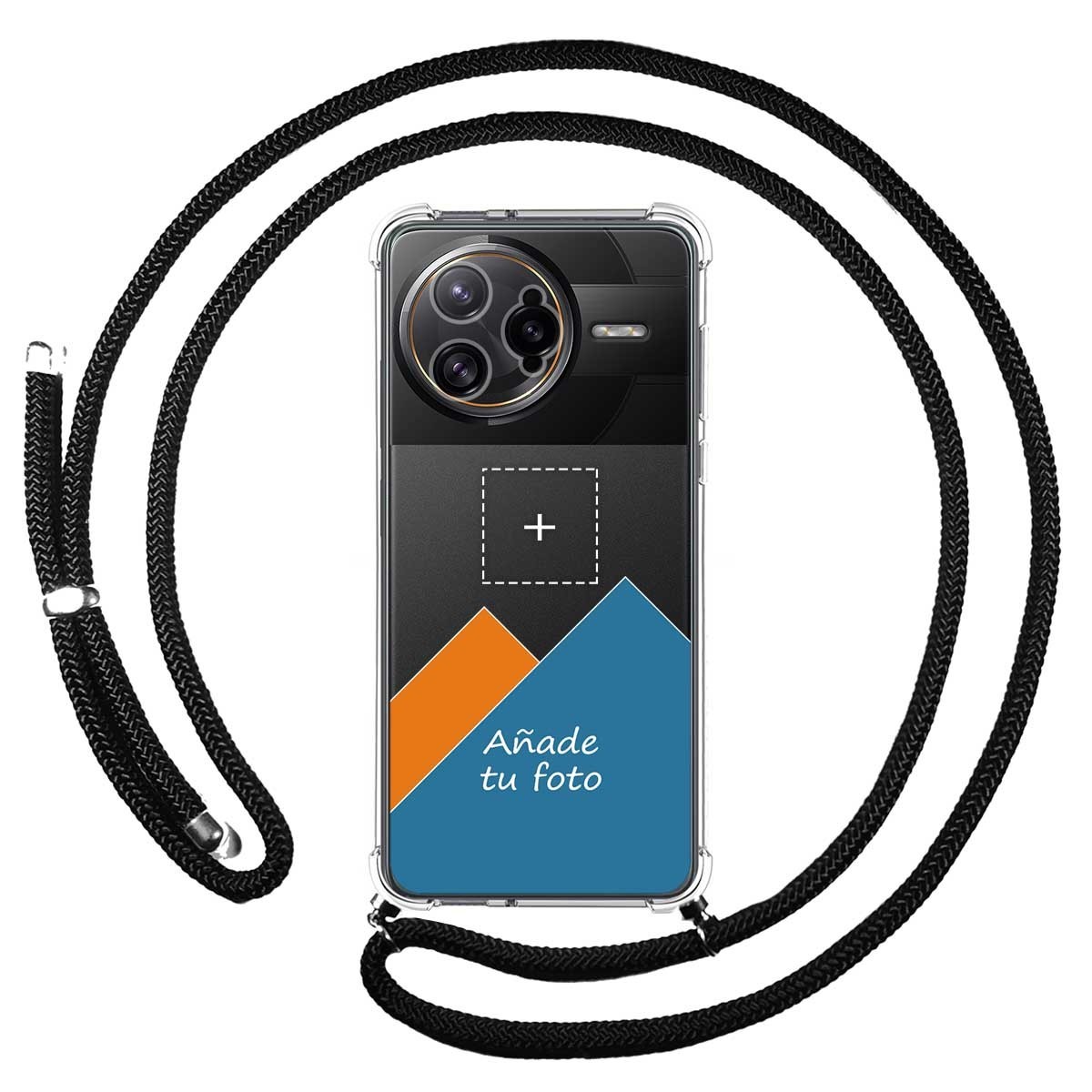 Personaliza tu Funda Colgante Transparente para Xiaomi Poco F7 Ultra 5G con Cordon Negro Dibujo Personalizada