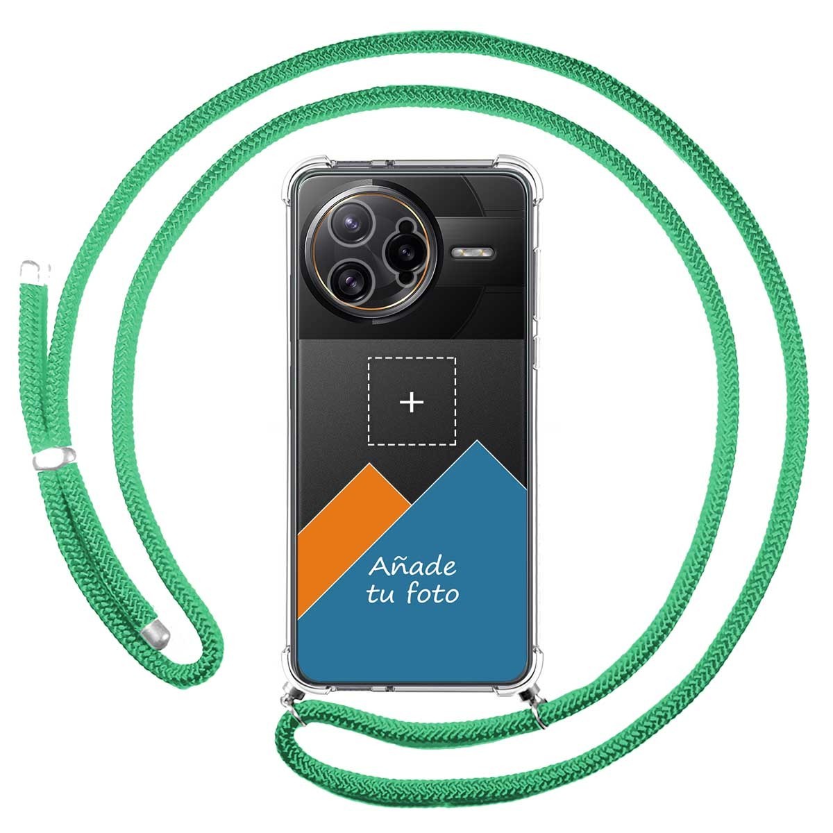 Personaliza tu Funda Colgante Transparente para Xiaomi Poco F7 Ultra 5G con Cordon Verde Agua Dibujo Personalizada