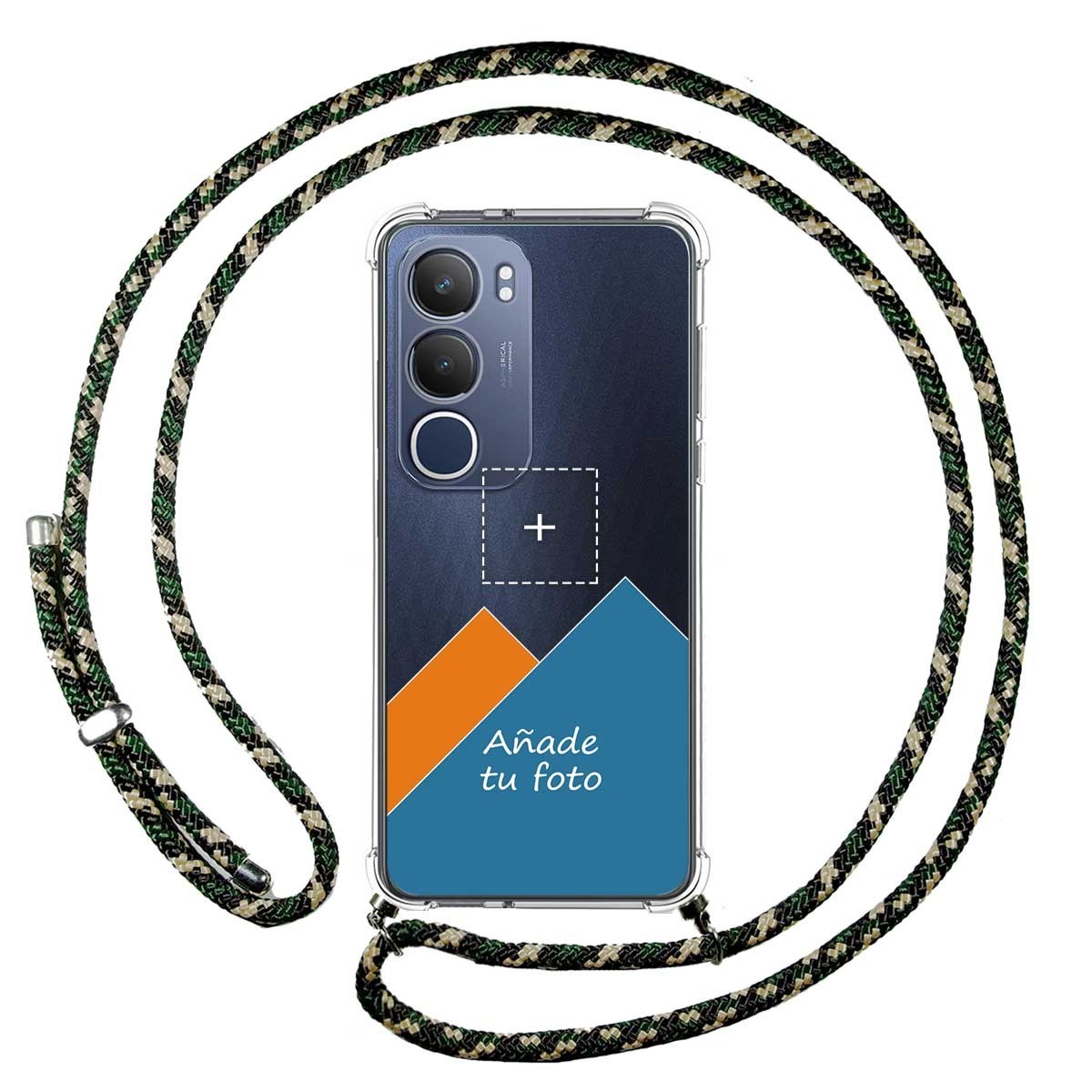 Personaliza tu Funda Colgante Transparente para Vivo Y19s con Cordon Verde / Dorado Dibujo Personalizada