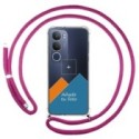 Personaliza tu Funda Colgante Transparente para Vivo Y19s con Cordon Rosa Fucsia Dibujo Personalizada