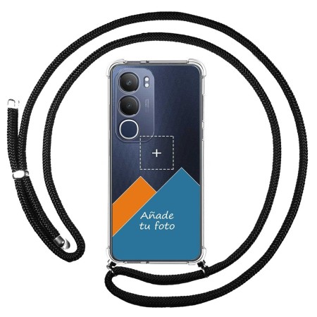 Personaliza tu Funda Colgante Transparente para Vivo Y19s con Cordon Negro Dibujo Personalizada