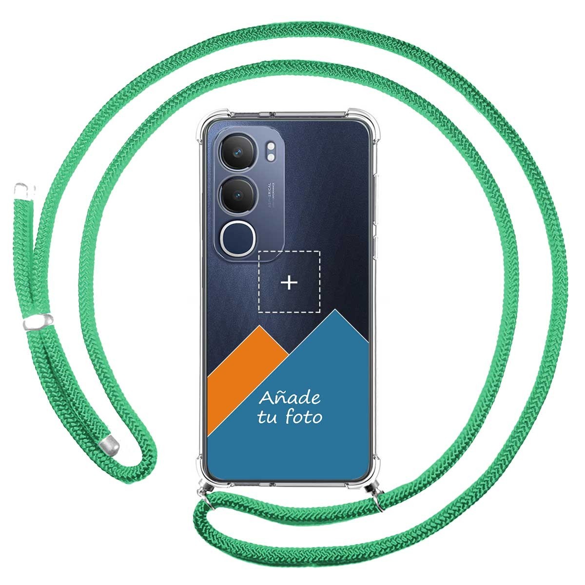 Personaliza tu Funda Colgante Transparente para Vivo Y19s con Cordon Verde Agua Dibujo Personalizada