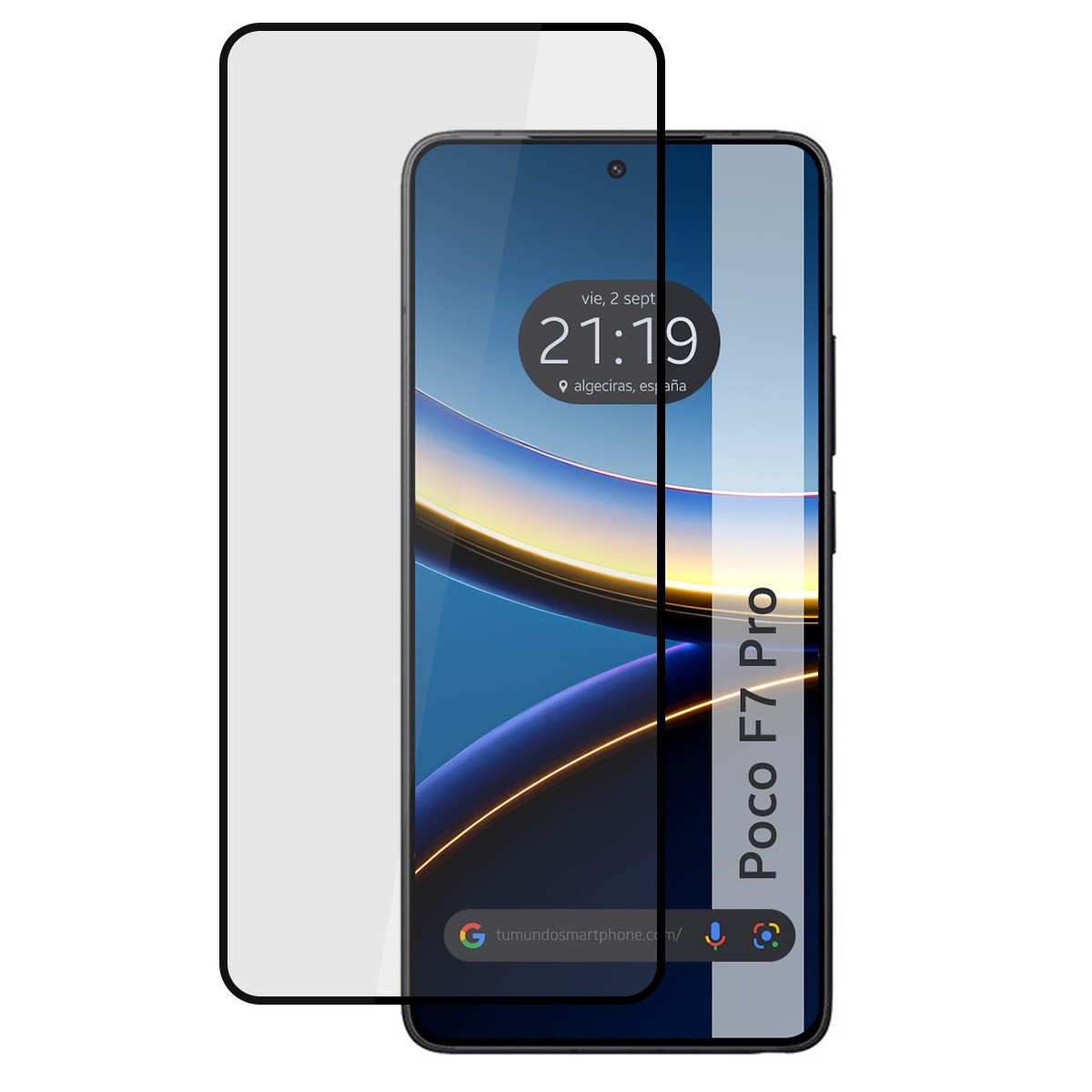 Protector Cristal Templado Completo 5D Full Glue Negro para Xiaomi Poco F7 Pro 5G Vidrio