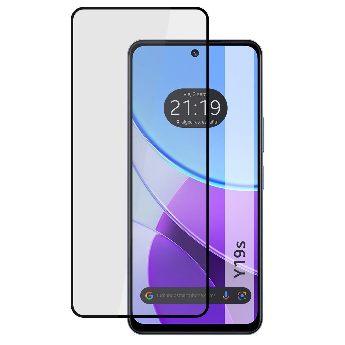 Protector Cristal Templado Completo 5D Full Glue Negro para Vivo Y19s Vidrio
