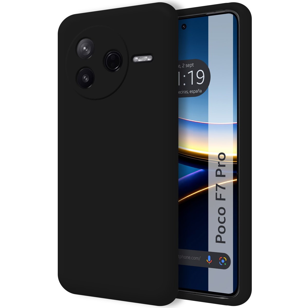 Funda Silicona Líquida Ultra Suave para Xiaomi Poco F7 Pro 5G color Negra