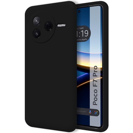 Funda Silicona Líquida Ultra Suave para Xiaomi Poco F7 Pro 5G color Negra