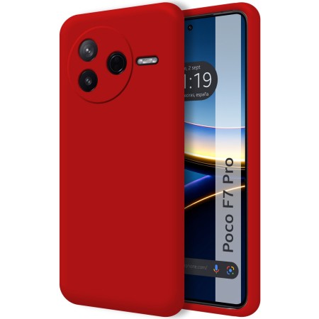 Funda Silicona Líquida Ultra Suave para Xiaomi Poco F7 Pro 5G color Roja