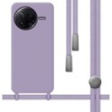 Funda Silicona Líquida con Cordón para Xiaomi Poco F7 Pro 5G color Morada