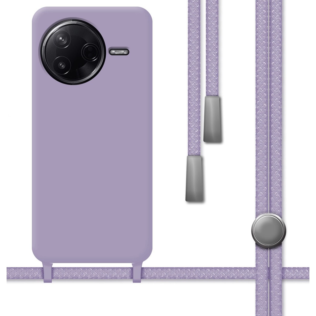 Funda Silicona Líquida con Cordón para Xiaomi Poco F7 Pro 5G color Morada