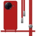 Funda Silicona Líquida con Cordón para Xiaomi Poco F7 Pro 5G color Roja
