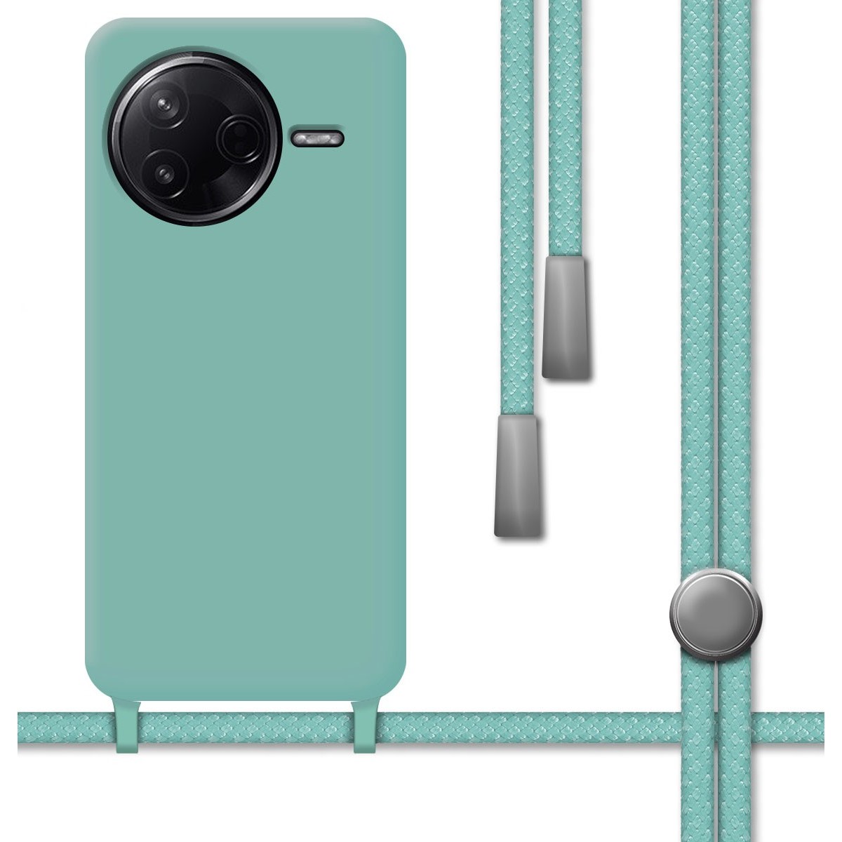 Funda Silicona Líquida con Cordón para Xiaomi Poco F7 Pro 5G color Verde