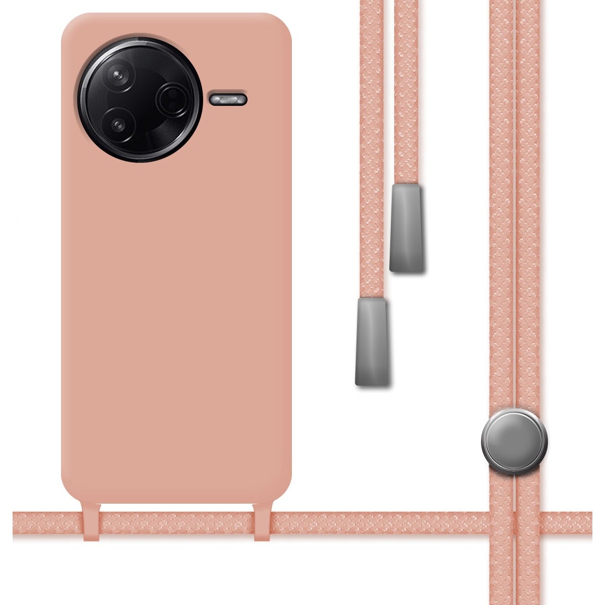 Funda Silicona Líquida con Cordón para Xiaomi Poco F7 Pro 5G color Rosa