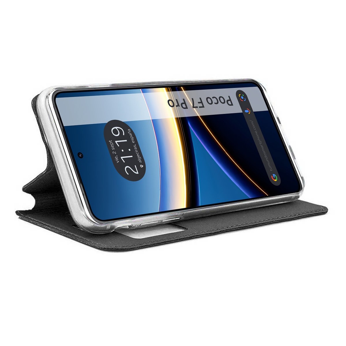 Funda Libro Soporte con Ventana para Xiaomi Poco F7 Pro 5G color Negra