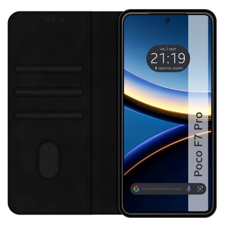 Funda Libro de Polipiel con tarjetero para Xiaomi Poco F7 Pro 5G color Negra