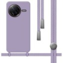 Funda Silicona Líquida con Cordón para Xiaomi Poco F7 Ultra 5G color Morada