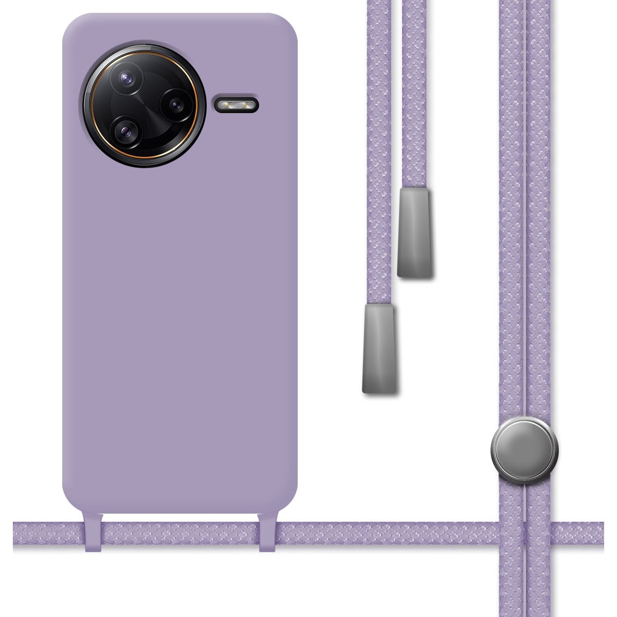 Funda Silicona Líquida con Cordón para Xiaomi Poco F7 Ultra 5G color Morada