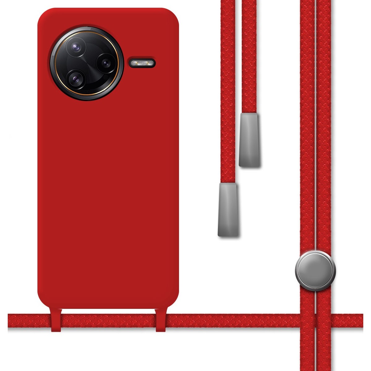 Funda Silicona Líquida con Cordón para Xiaomi Poco F7 Ultra 5G color Roja