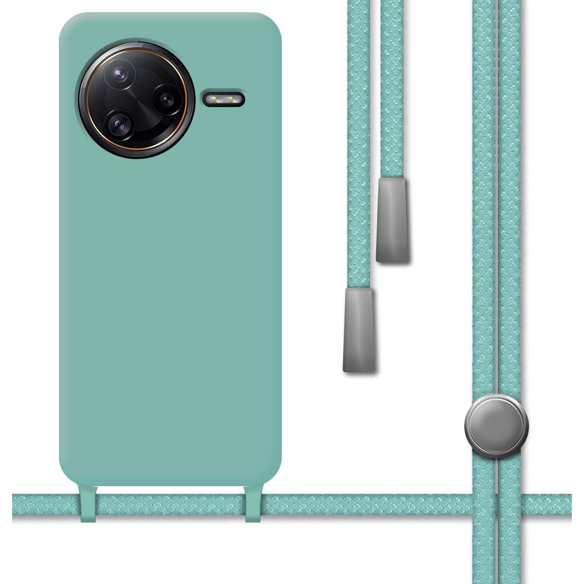 Funda Silicona Líquida con Cordón para Xiaomi Poco F7 Ultra 5G color Verde