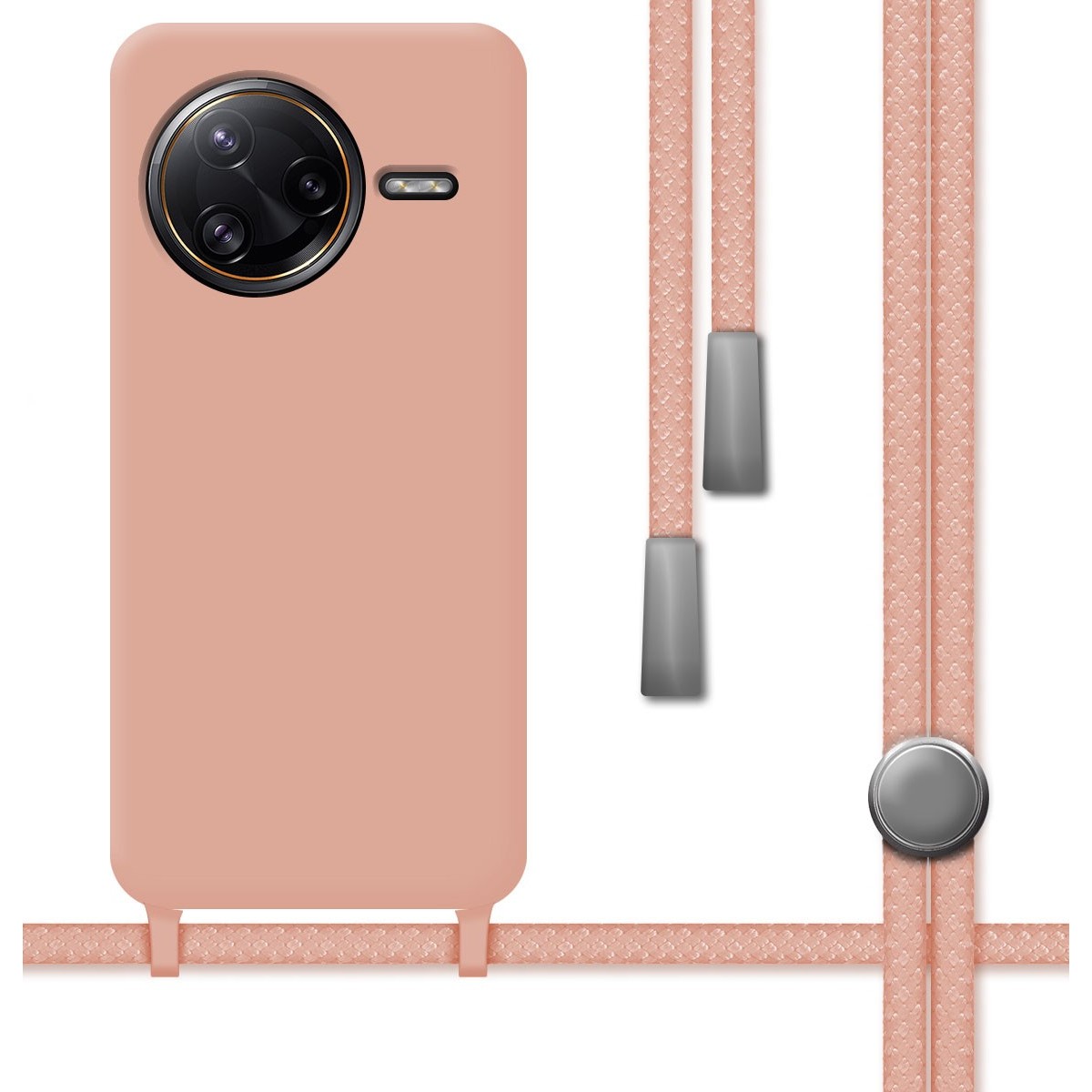 Funda Silicona Líquida con Cordón para Xiaomi Poco F7 Ultra 5G color Rosa