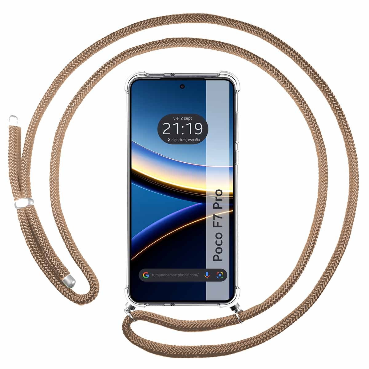 Funda Colgante Transparente para Xiaomi Poco F7 Pro 5G con Cordon Camel