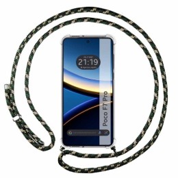 Funda Colgante Transparente para Xiaomi Poco F7 Pro 5G con Cordon Verde / Dorado