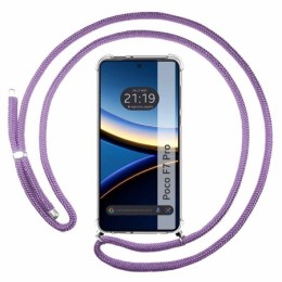 Funda Colgante Transparente para Xiaomi Poco F7 Pro 5G con Cordon Morado