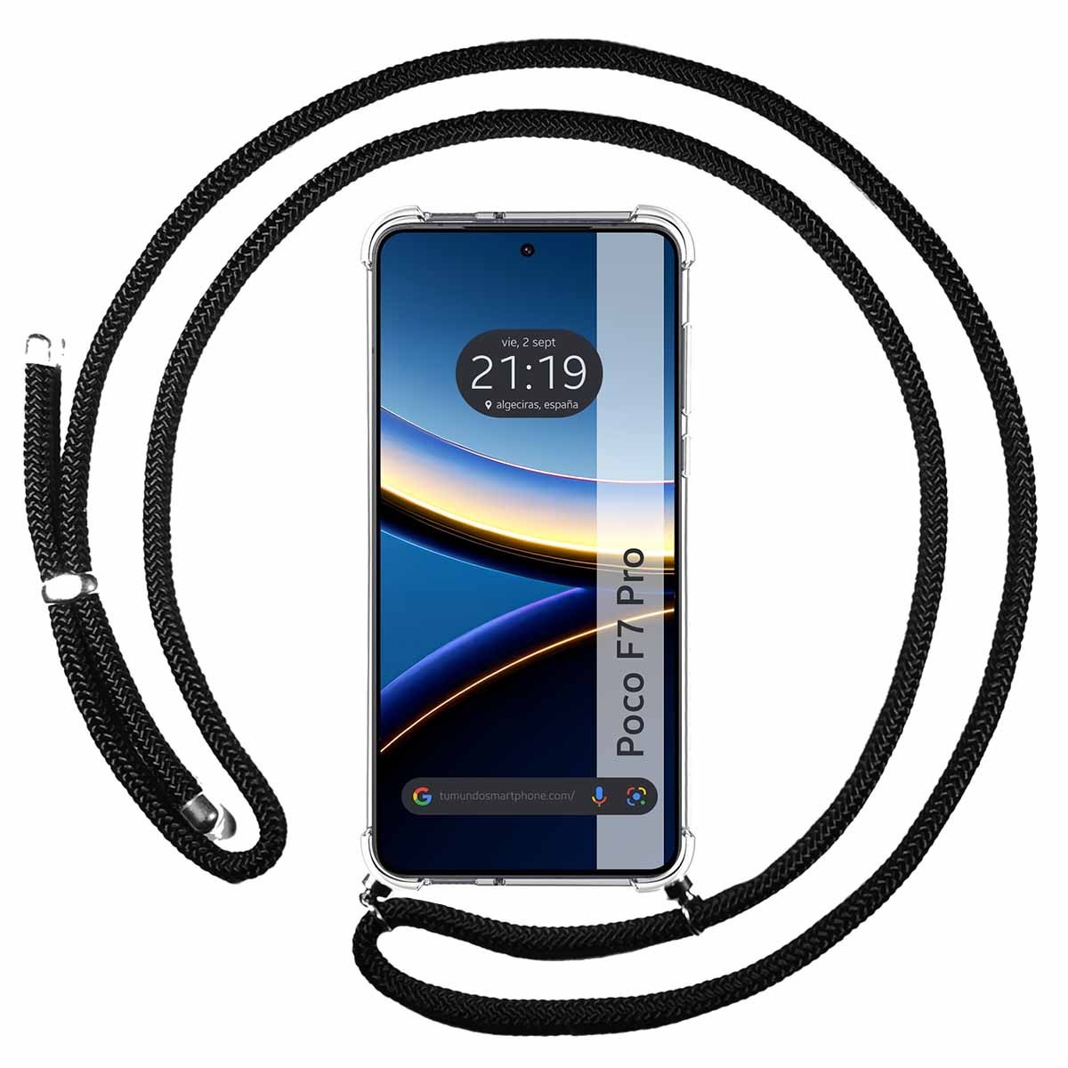 Funda Colgante Transparente para Xiaomi Poco F7 Pro 5G con Cordon Negro