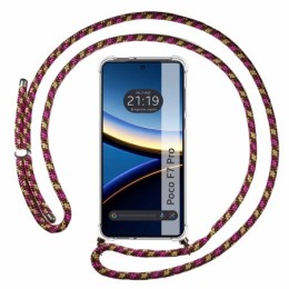 Funda Colgante Transparente para Xiaomi Poco F7 Pro 5G con Cordon Rosa / Dorado