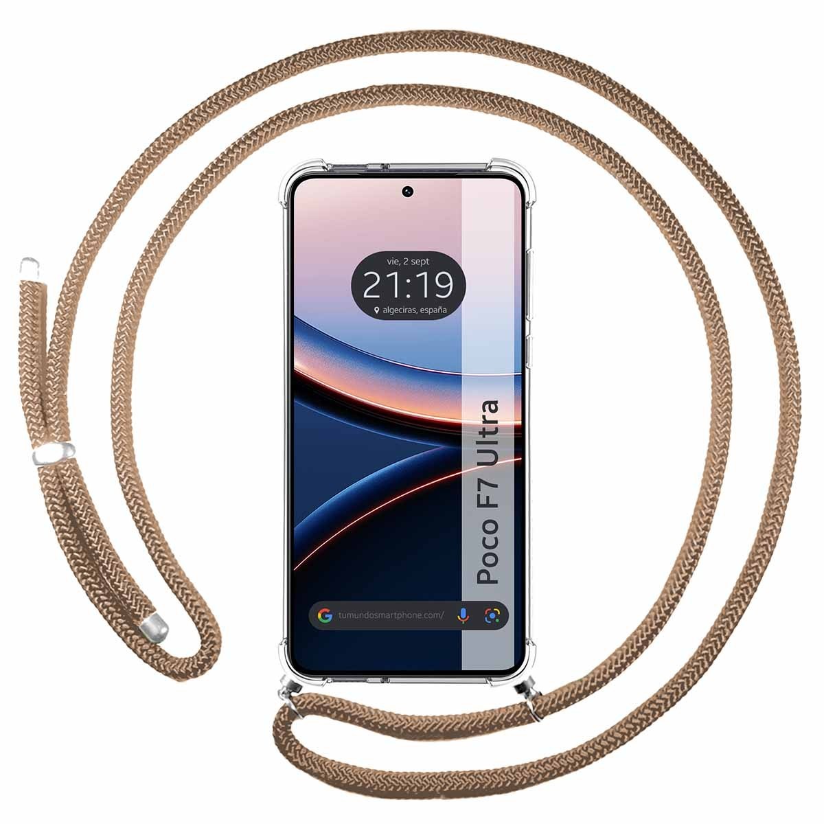 Funda Colgante Transparente para Xiaomi Poco F7 Ultra 5G con Cordon Camel