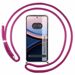 Funda Colgante Transparente para Xiaomi Poco F7 Ultra 5G con Cordon Rosa Fucsia