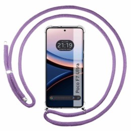 Funda Colgante Transparente para Xiaomi Poco F7 Ultra 5G con Cordon Morado