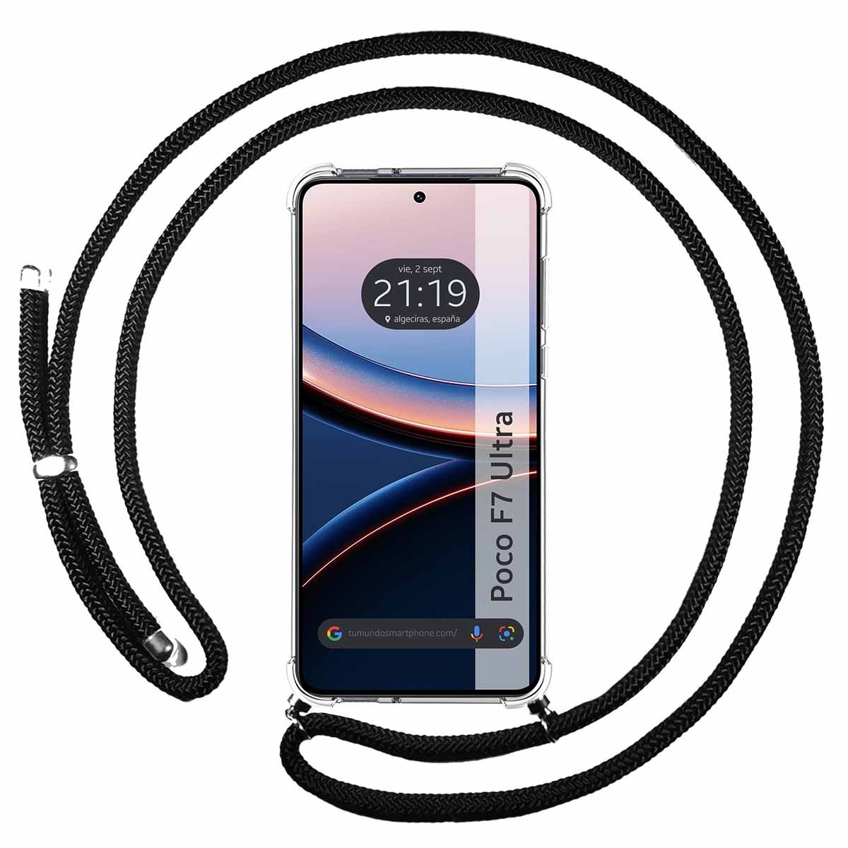 Funda Colgante Transparente para Xiaomi Poco F7 Ultra 5G con Cordon Negro